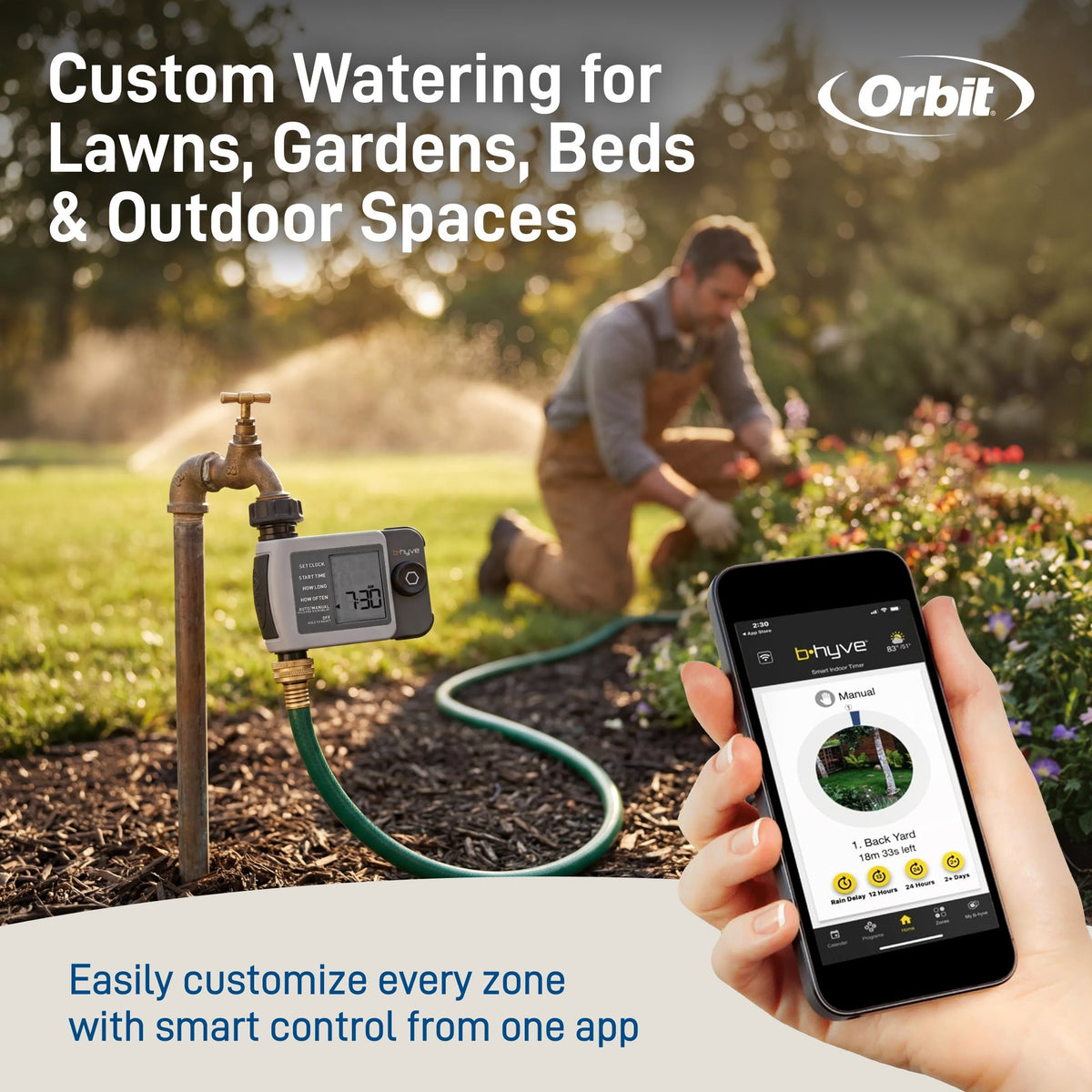 B-Hyve XD Bluetooth Hose Faucet Timer, 1 Outlet, Orbit Irrigation smart sprinkler control on Tampa Home & Garden Store