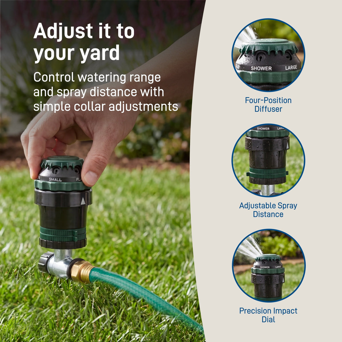 H2O-Six Gear-Drive Sprinkler on Plastic Wheel Base hose end by Orbit Irrigation on Tampa Home & Garden Store