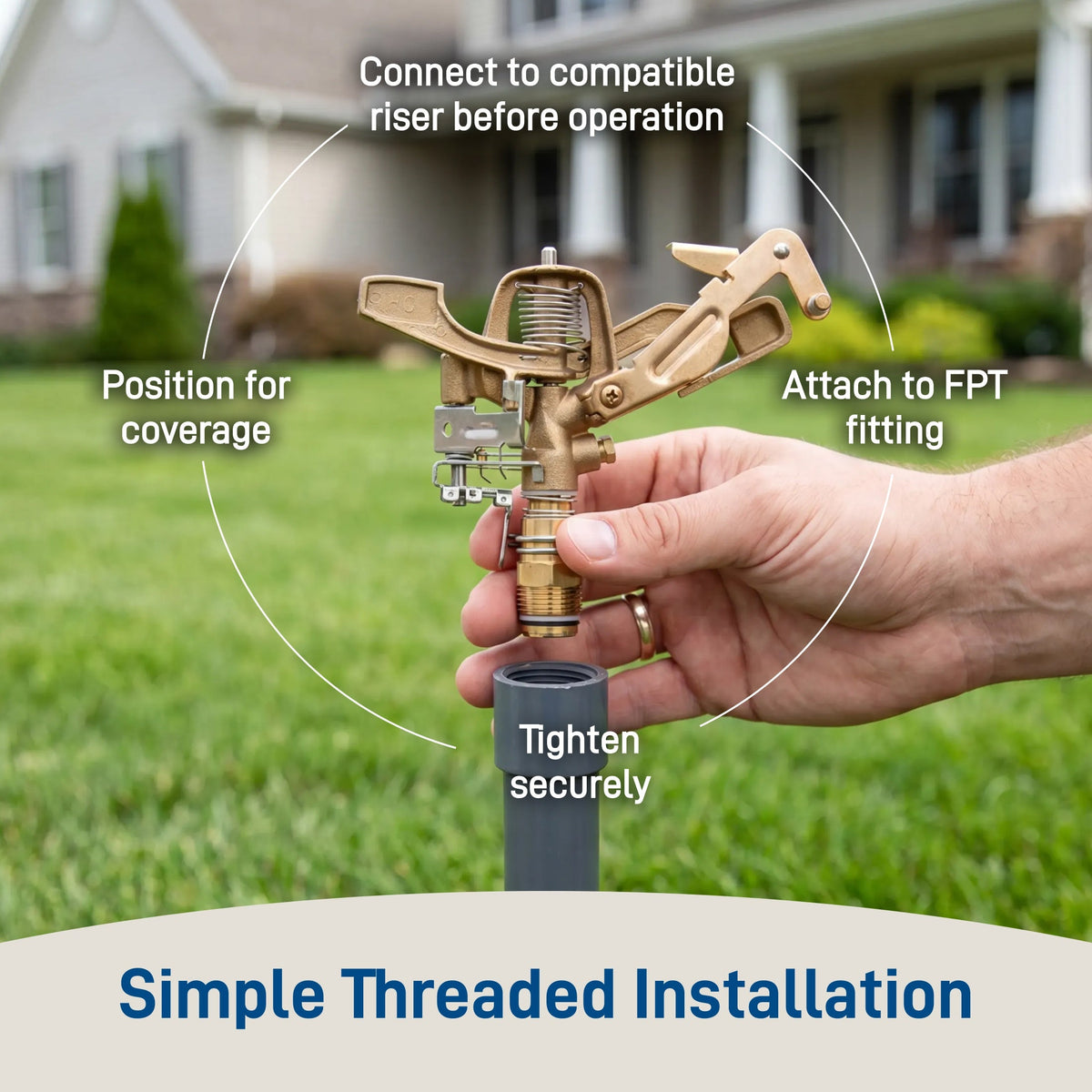Orbit Irrigation Three Quarter Inch MPT Impact Sprinkler Head with brass body on Tampa Home & Garden Store