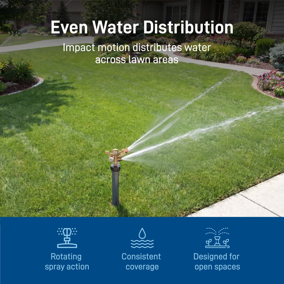 Orbit Irrigation Three Quarter Inch MPT impact sprinkler head watering lawn on Tampa Home & Garden Store