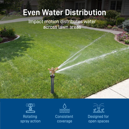 Orbit Irrigation Three Quarter Inch MPT impact sprinkler head watering lawn on Tampa Home & Garden Store