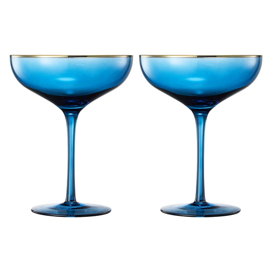 Palazzo Blue Champagne Coupe Set of 2 Glasses