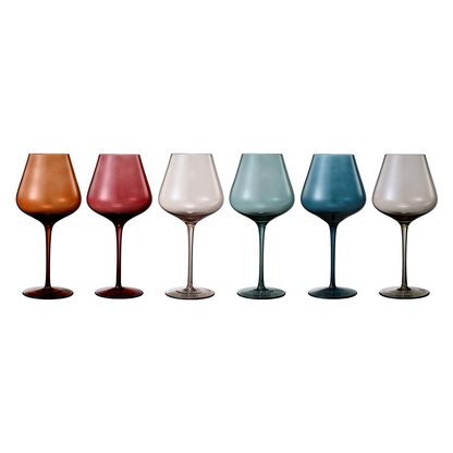 Classic Set of Six Tonal Stemmed Wine Glasses