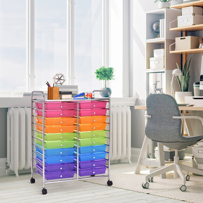 Carrito con ruedas de 20 cajones para almacenamiento y organización de estudio - Multicolor