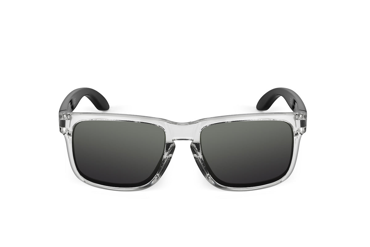 Sunglasses Decoy Polar Edition by Skeleton Optics with clear frame and polarized grey lenses on Tampa Home & Garden Store