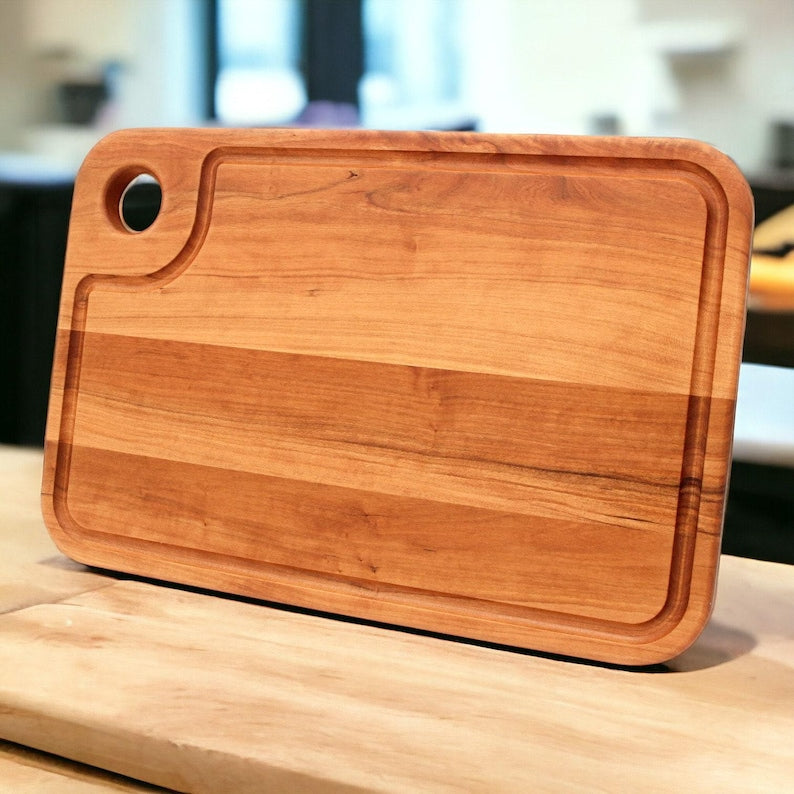 Thumb-Hole Cutting Board in natural wood tones with groove Refine Kitchenware on Tampa Home & Garden Store