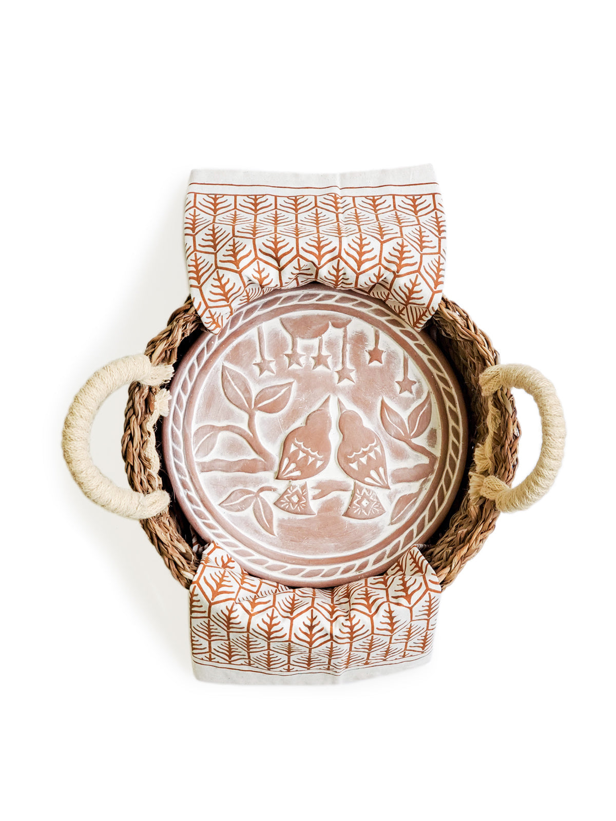 Coffret cadeau chauffe-pain et panier avec torchon - Lovebird Round