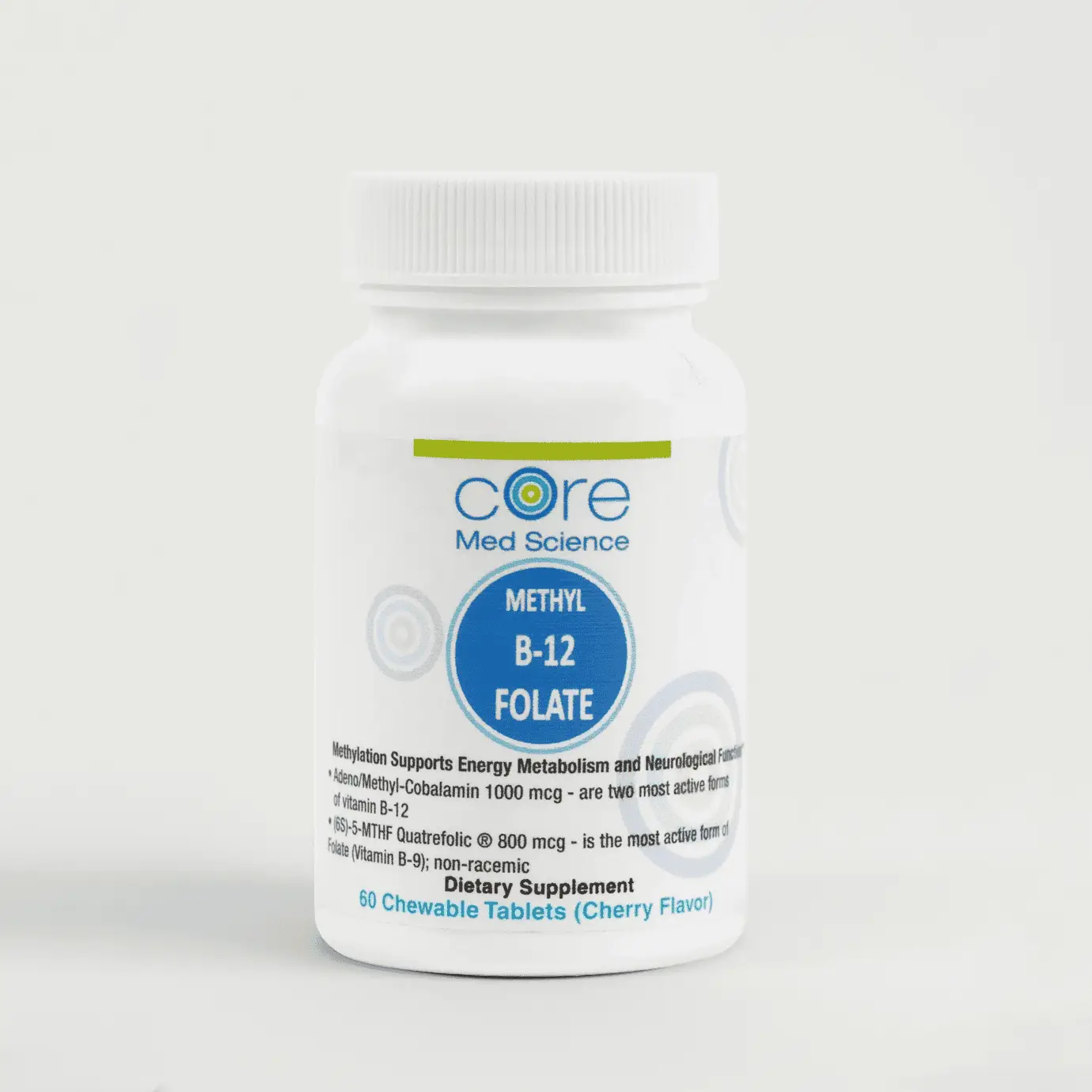 Active Methyl B-12 Folate lozenges Core Med Science bottle 60 cherry on Tampa Home & Garden Store