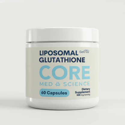 Liposome Glutathione Core dietary supplement bottle, 60 capsules, Core Med Science Setria logo on Tampa Home & Garden Store