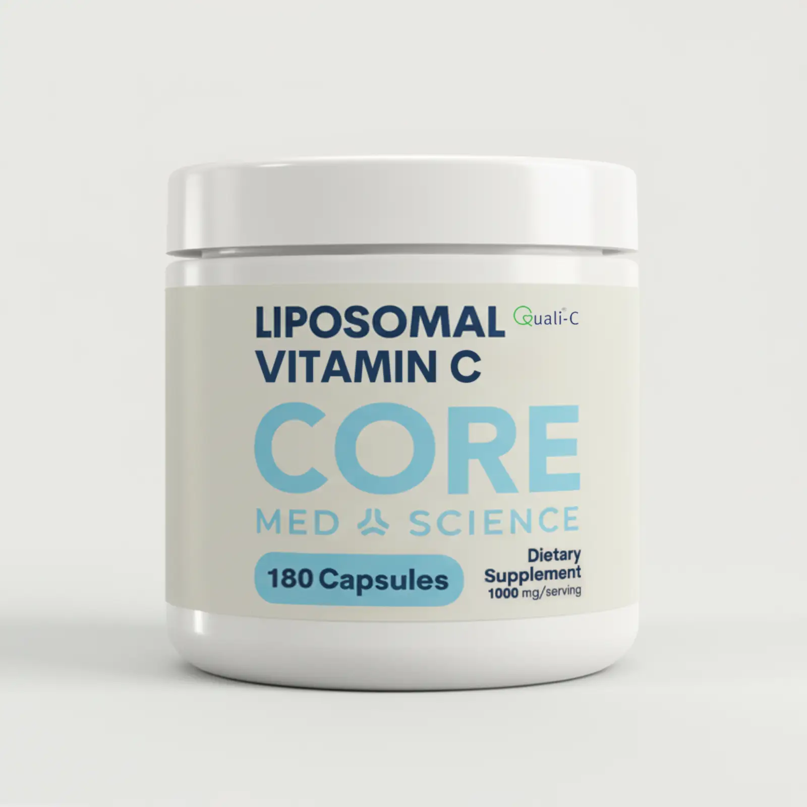 Liposomal Vitamin C capsules bottle, blue CORE label, Core Med Science, 180 capsules on Tampa Home & Garden Store