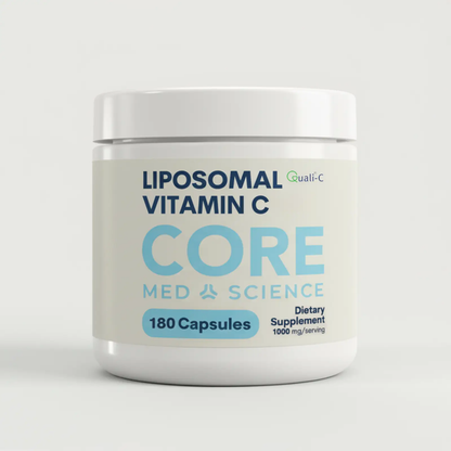 Liposomal Vitamin C capsules bottle, blue CORE label, Core Med Science, 180 capsules on Tampa Home & Garden Store