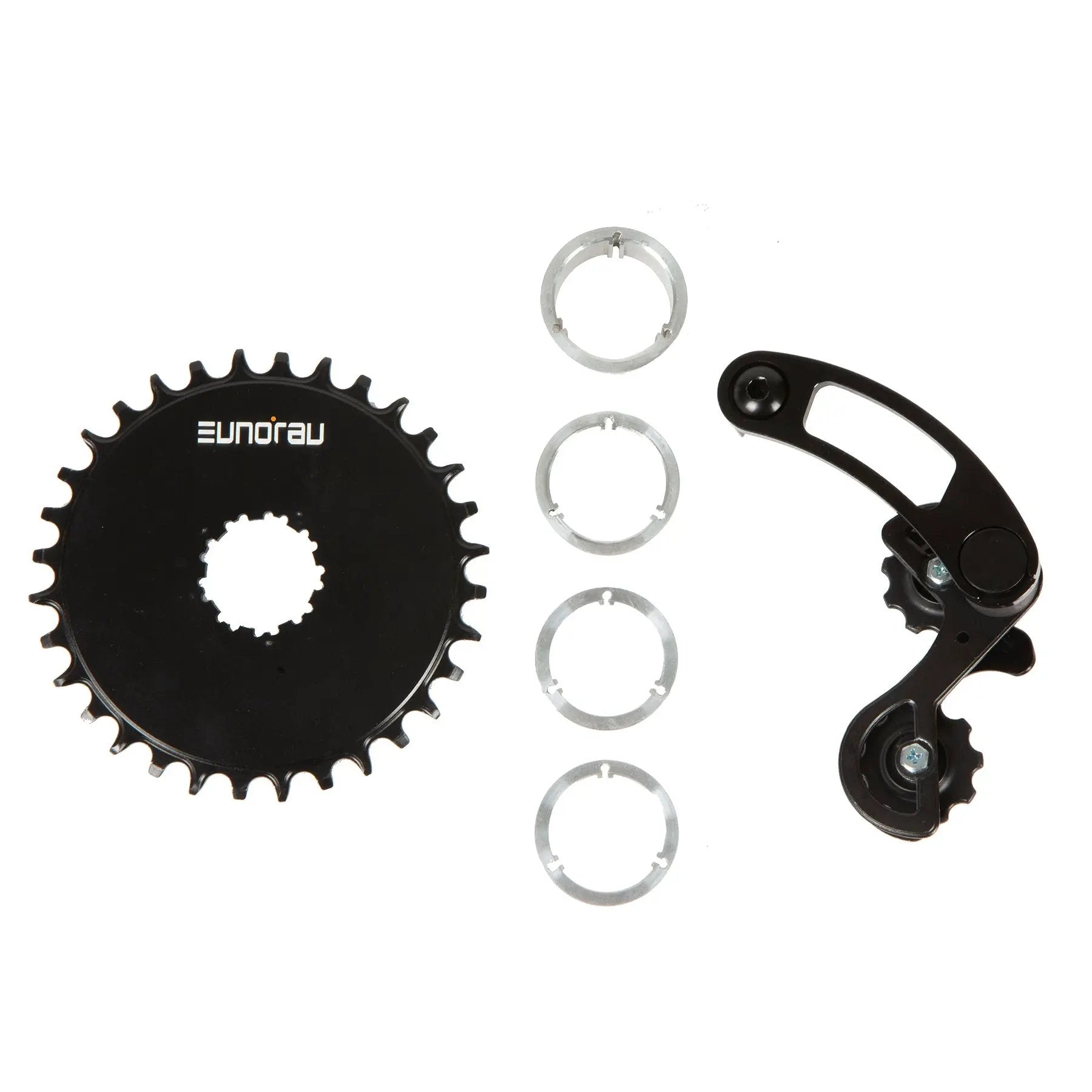 EUNORAU Single Speed Cassette Conversion Kit black sprocket with logo, silver spacers on Tampa Home & Garden Store