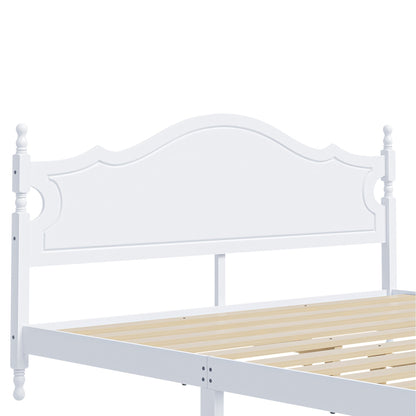 Retro King Wooden Platform Bed with Headboard