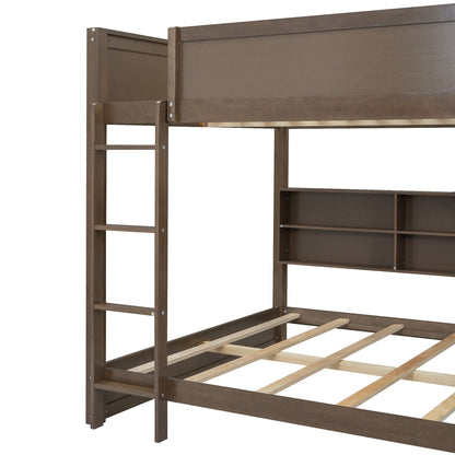 HouseOfZazla bunk bed with storage cabinets and USB ports in dark wood finish with ladder on Tampa Home & Garden Store