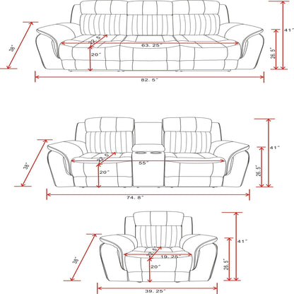 Steban Gray Reclining Sofa With Soft Cushions
