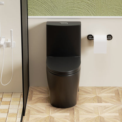 1 Piece Toilet HouseOfZazla black ADA-height Tornado Flush Dual Flush on Tampa Home & Garden Store