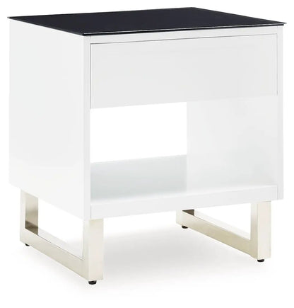 Gardoni Rectangular End Table in White and Black