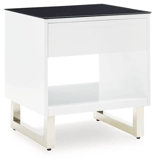 Gardoni Rectangular End Table white body with black top, Unique Piece Furniture modern design on Tampa Home & Garden Store