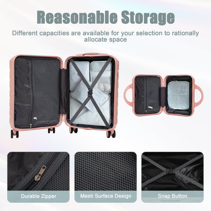 2-Piece ABS Spinner Wheel Luggage Set HouseOfZazla pink with interior cross-straps and lock on Tampa Home & Garden Store