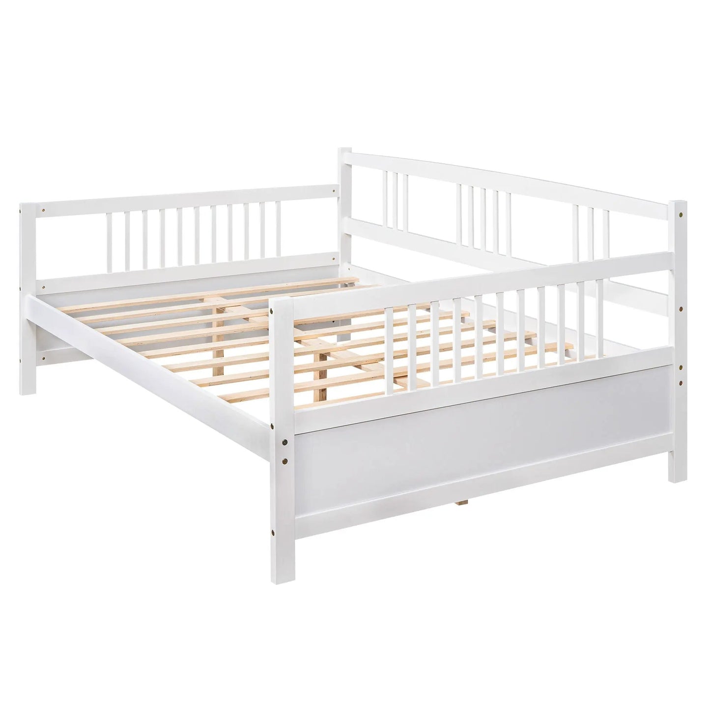 Multifunctional Modern Daybed white wood frame with vertical slats and slatted base on Tampa Home & Garden Store