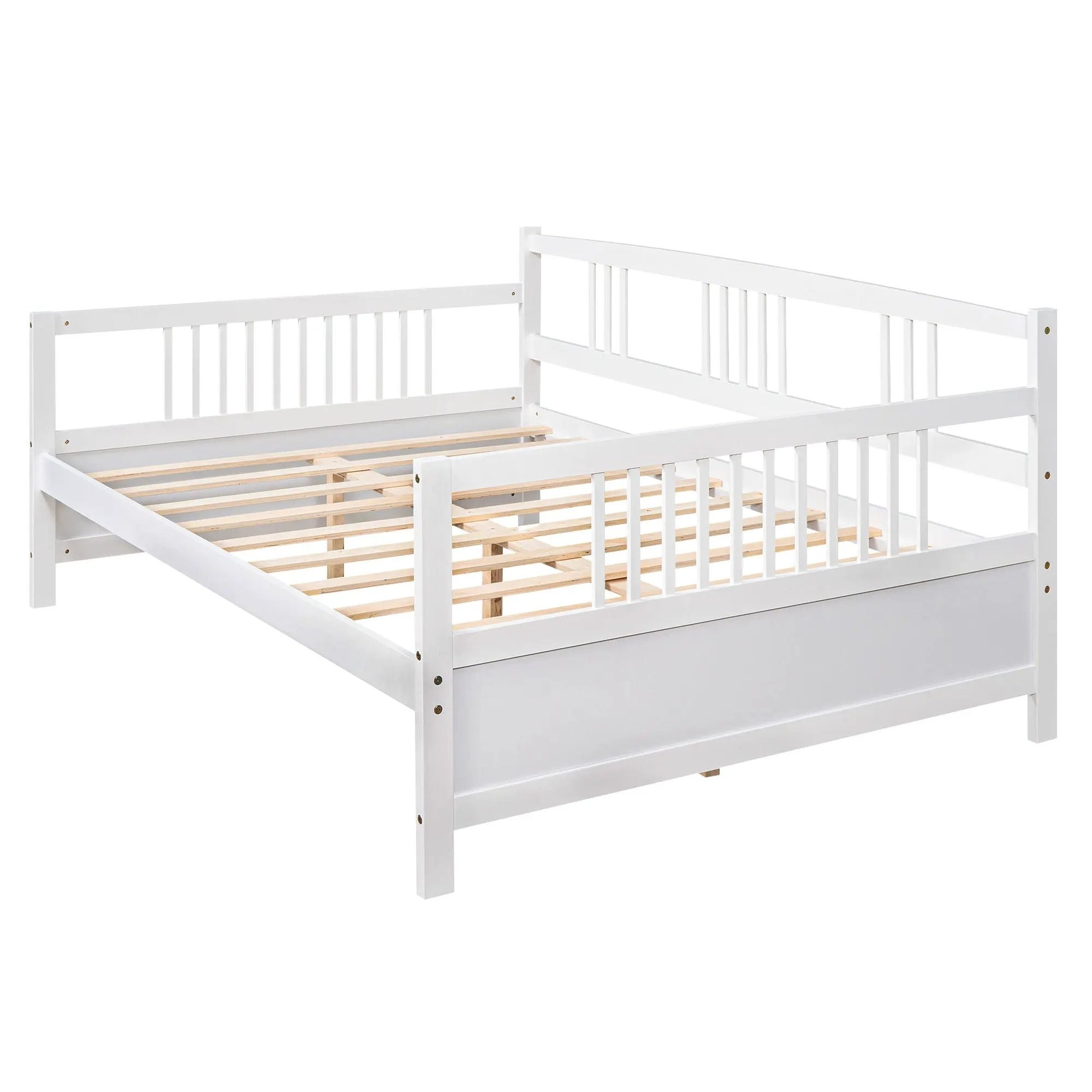 Multifunctional Modern Daybed white wood frame with vertical slats and slatted base on Tampa Home & Garden Store