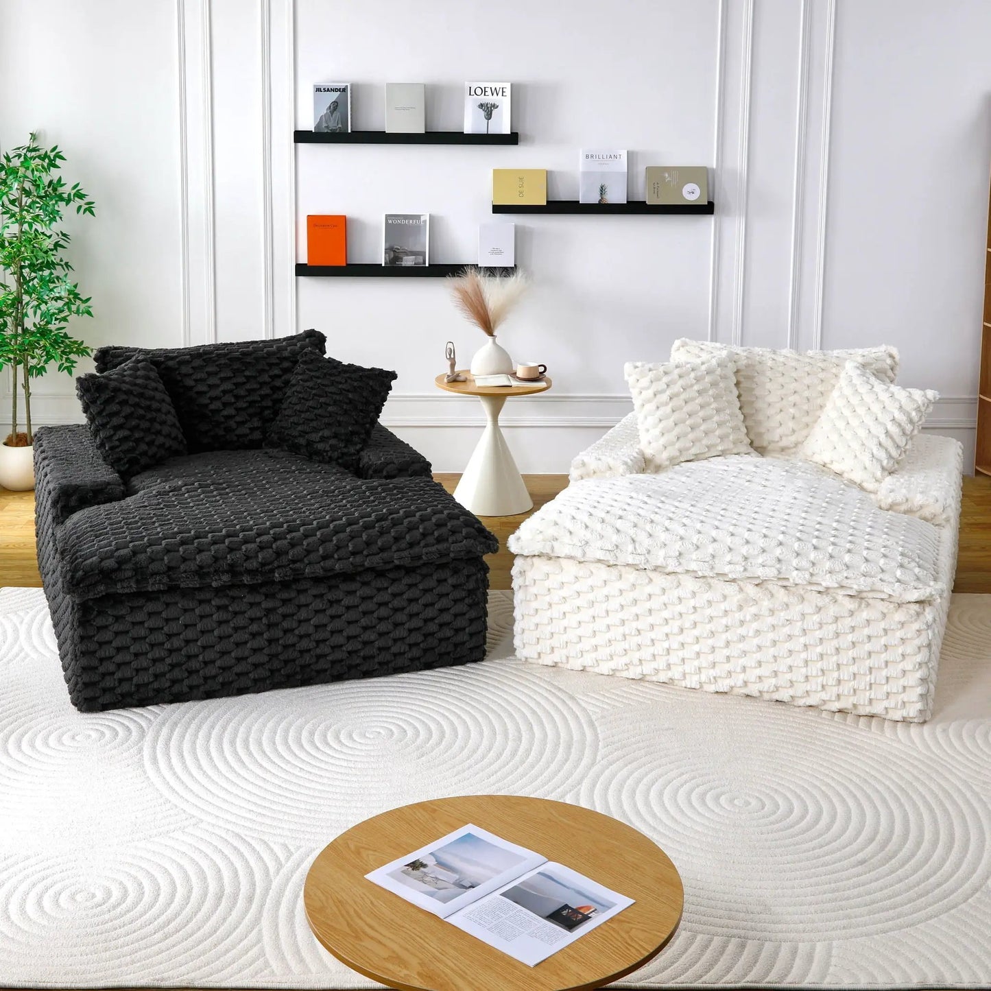 Harbor Luxury Sofa Turtle Fleece Fabric two-sofa set in black and ivory by Unique Piece Furniture on Tampa Home & Garden Store