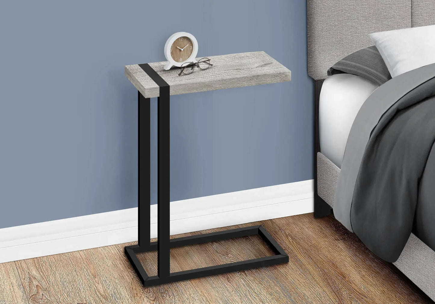 C Shaped Accent Table With Modern Wood Look