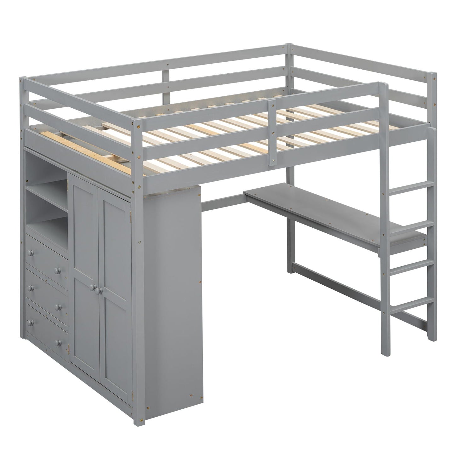 Loft Bed With Built In Wardrobe, Shelves And Drawers gray finish with integrated storage by HouseOfZazla on Tampa Home & Garden Store