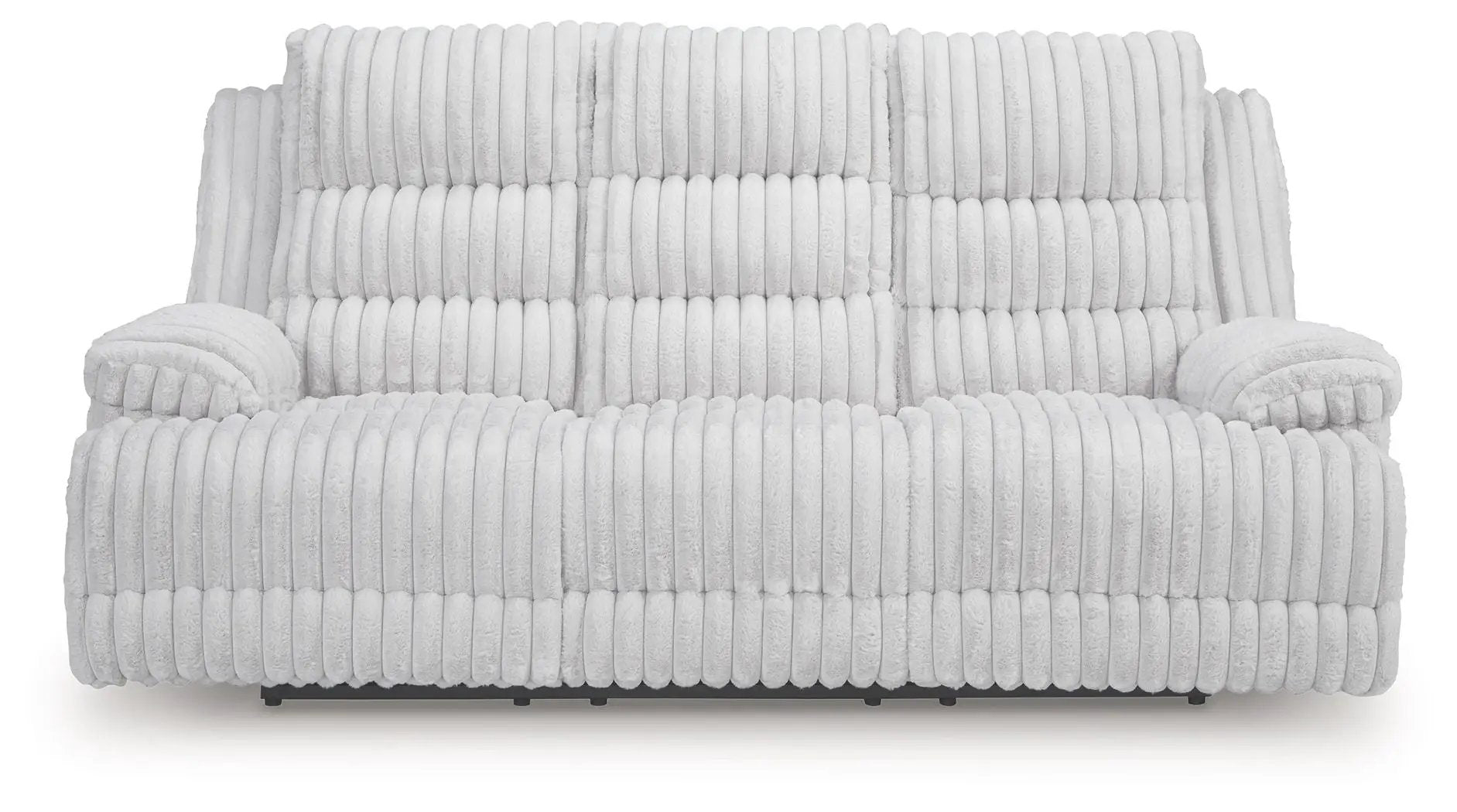 Rhines Falls reclining power sofa alloy with ivory ribbed plush upholstery by Unique Piece on Tampa Home & Garden Store