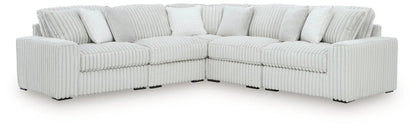 Stupendous Sectional L-shaped stationary sofa in light gray corduroy fabric on Tampa Home & Garden Store