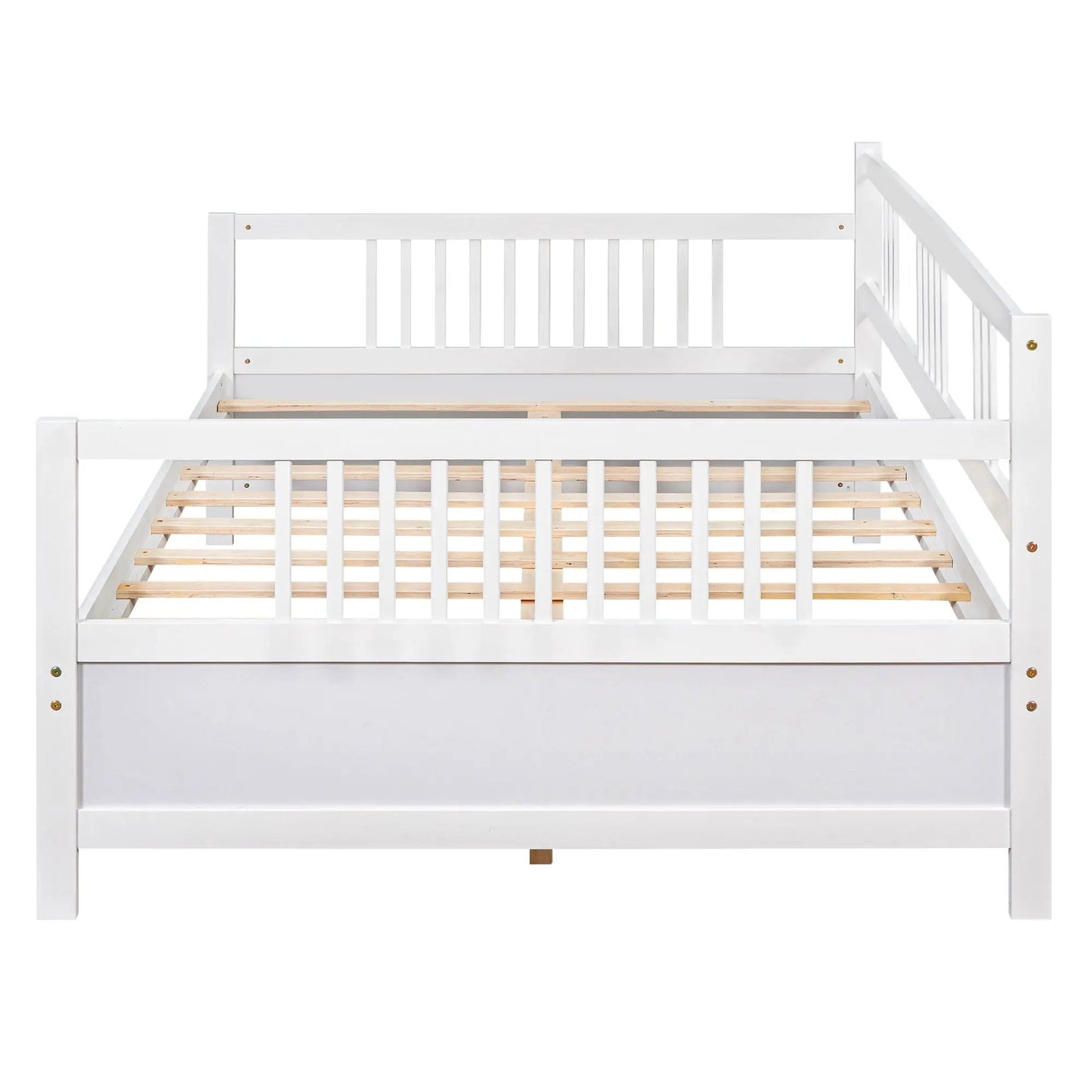 White multifunctional storage daybed frame with slatted bed base and back panel on Tampa Home & Garden Store