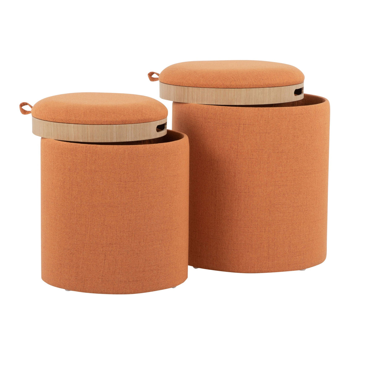Contemporary nesting ottoman set orange fabric with flip-top trays, HouseOfZazla 2-piece on Tampa Home & Garden Store