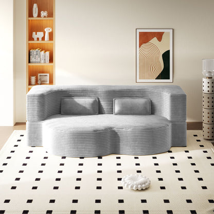 Floor sofa with 2 pillows, convertible twin-size mattress in light gray fabric HouseOfZazla on Tampa Home & Garden Store