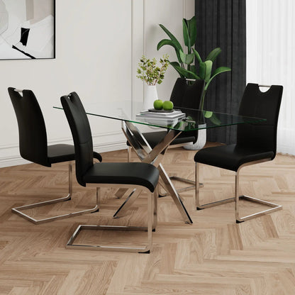 Dining Chairs with Padded Seat and Metal Legs