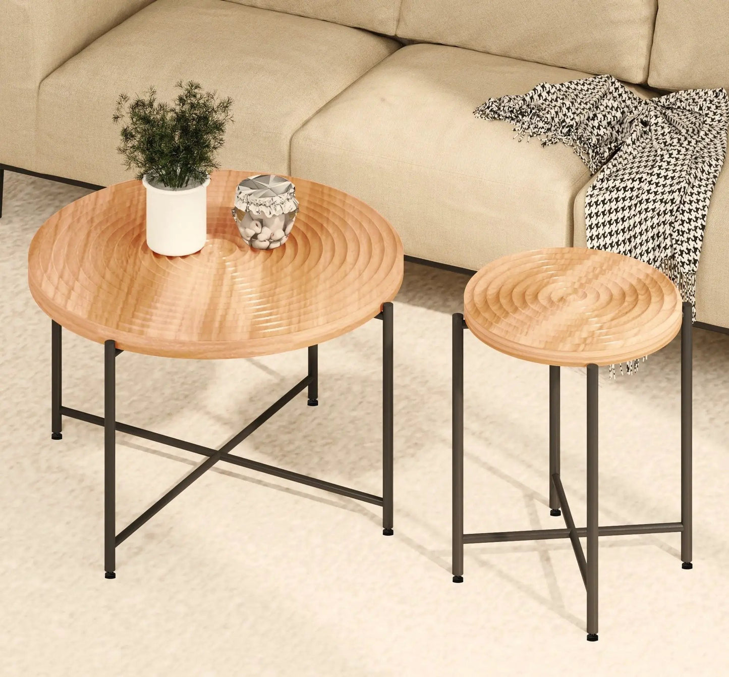 Coffee and End Table Set Waterproof Cover Brown