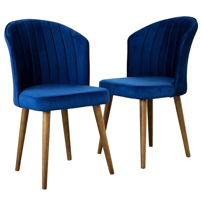 Blue velvet Parsons dining chairs, 2 with wooden legs on Tampa Home & Garden Store