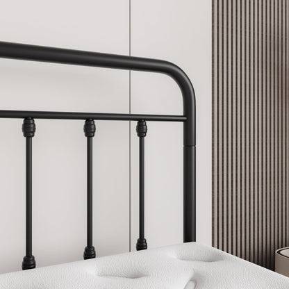 Tara Victorian-Style steel bed frame in black with rounded rail accents on Tampa Home & Garden Store