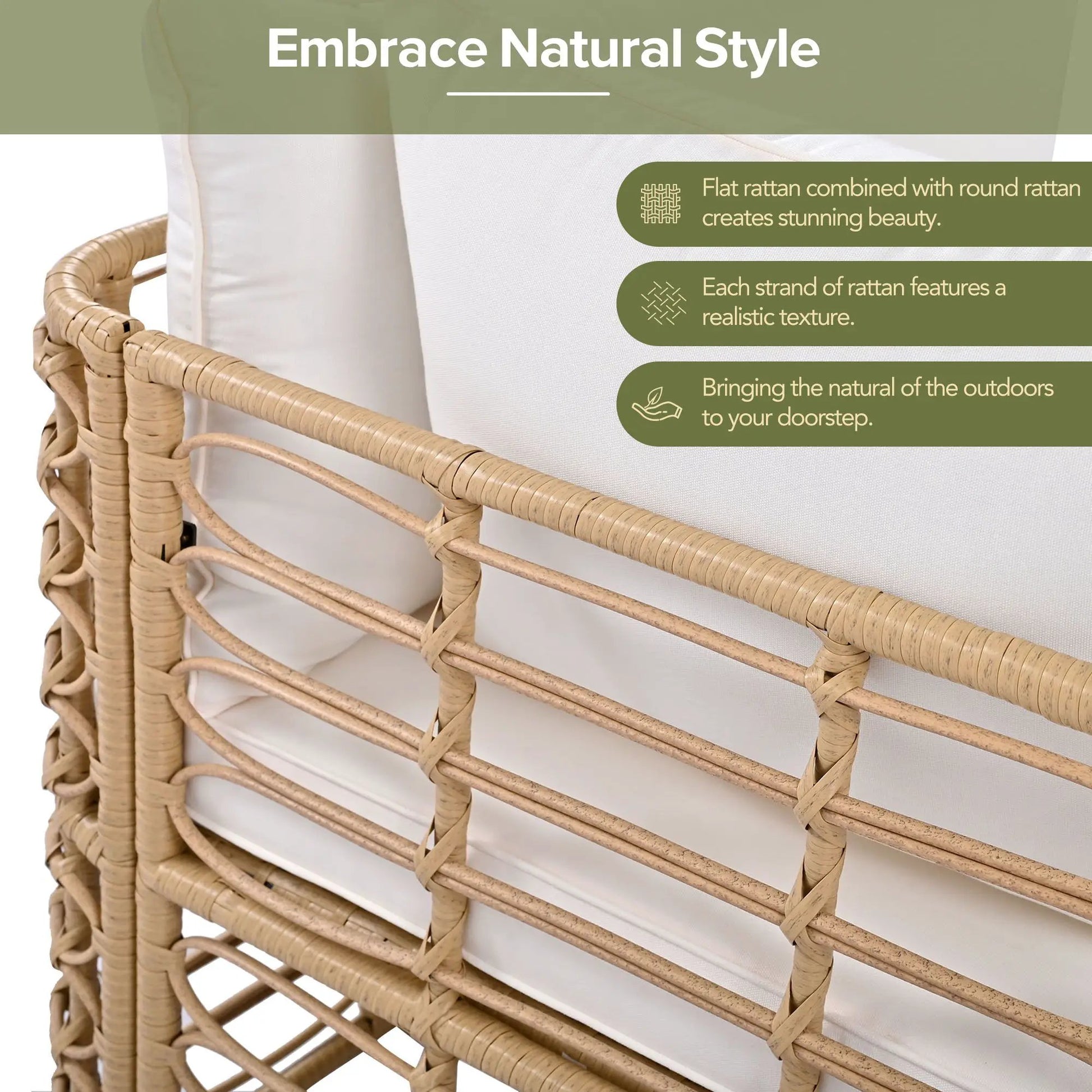 7-Piece outdoor all-weather rattan sofa set with thick cushions by Unique Piece Furniture on Tampa Home & Garden Store