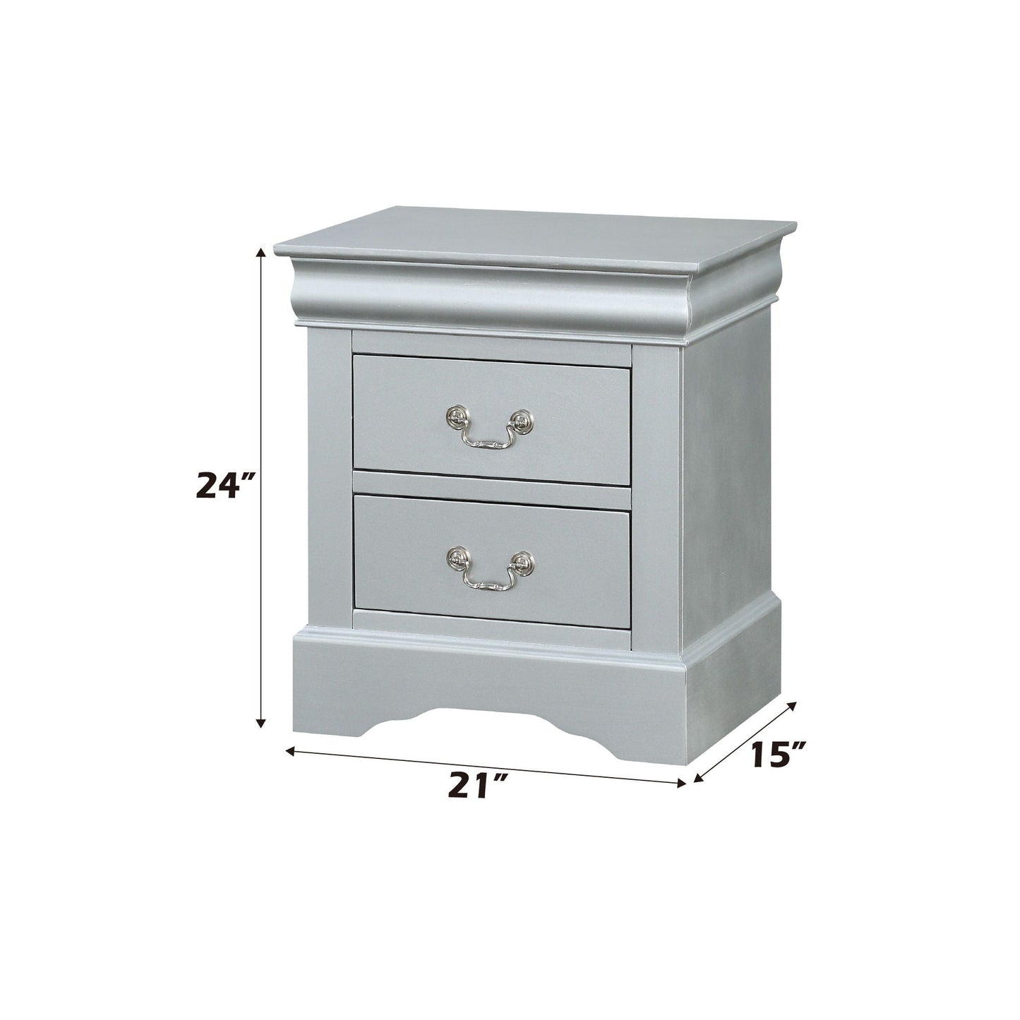 Louis Philippe Accent Nightstand gray finish with ornate metal pulls by HouseOfZazla on Tampa Home & Garden Store