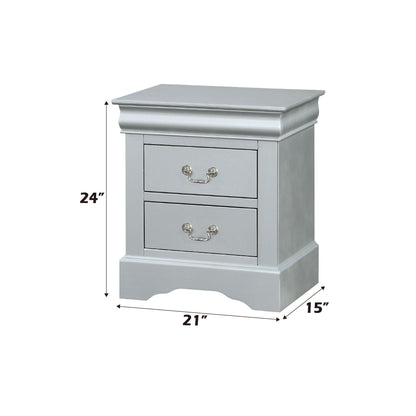Louis Philippe Accent Nightstand gray finish with ornate metal pulls by HouseOfZazla on Tampa Home & Garden Store