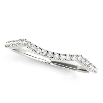 14k white gold diamond pave curved wedding band 1/8 cttw by Bids.com on Tampa Home & Garden Store