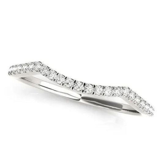 14k white gold diamond pave curved wedding band 1/8 cttw by Bids.com on Tampa Home & Garden Store