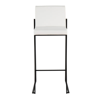 High-back contemporary barstool in white upholstery with black metal frame HouseOfZazla on Tampa Home & Garden Store