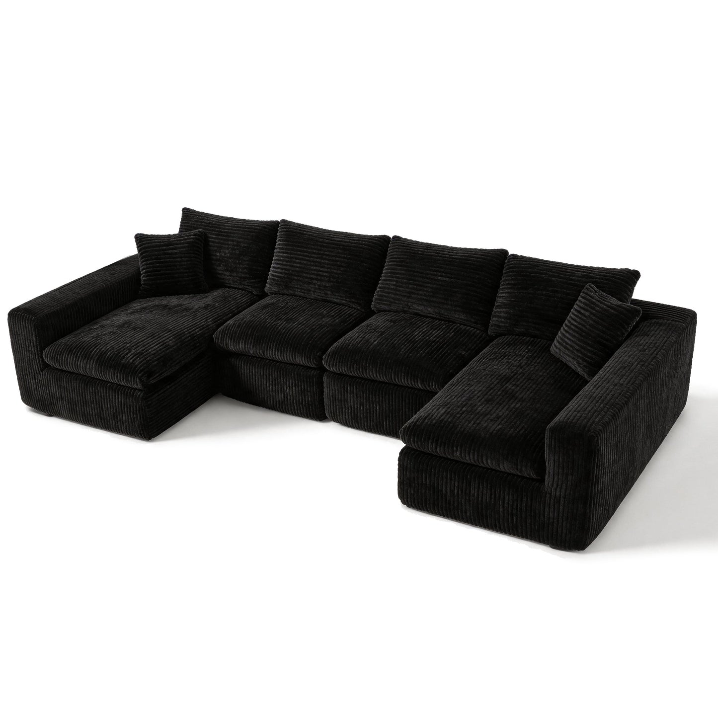 Modular sectional cloud couch in black corduroy fabric with plush cushions HouseOfZazla on Tampa Home & Garden Store