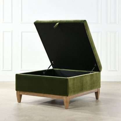 Knox Olive Green Square Storage Cocktail Ottoman velvet storage by HouseOfZazla on Tampa Home & Garden Store