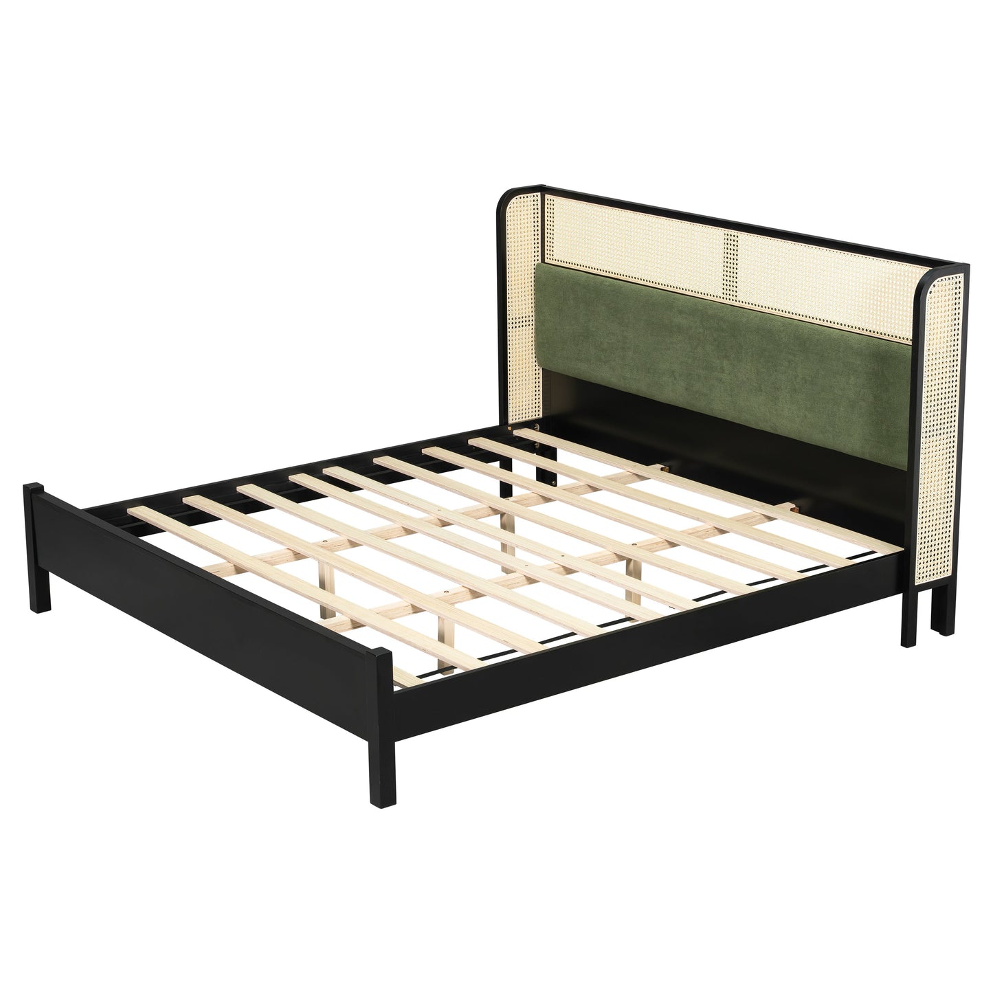 Sleek King Size Black and Green Bed Frame