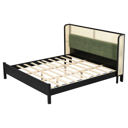 Sleek King Size Black and Green Bed Frame
