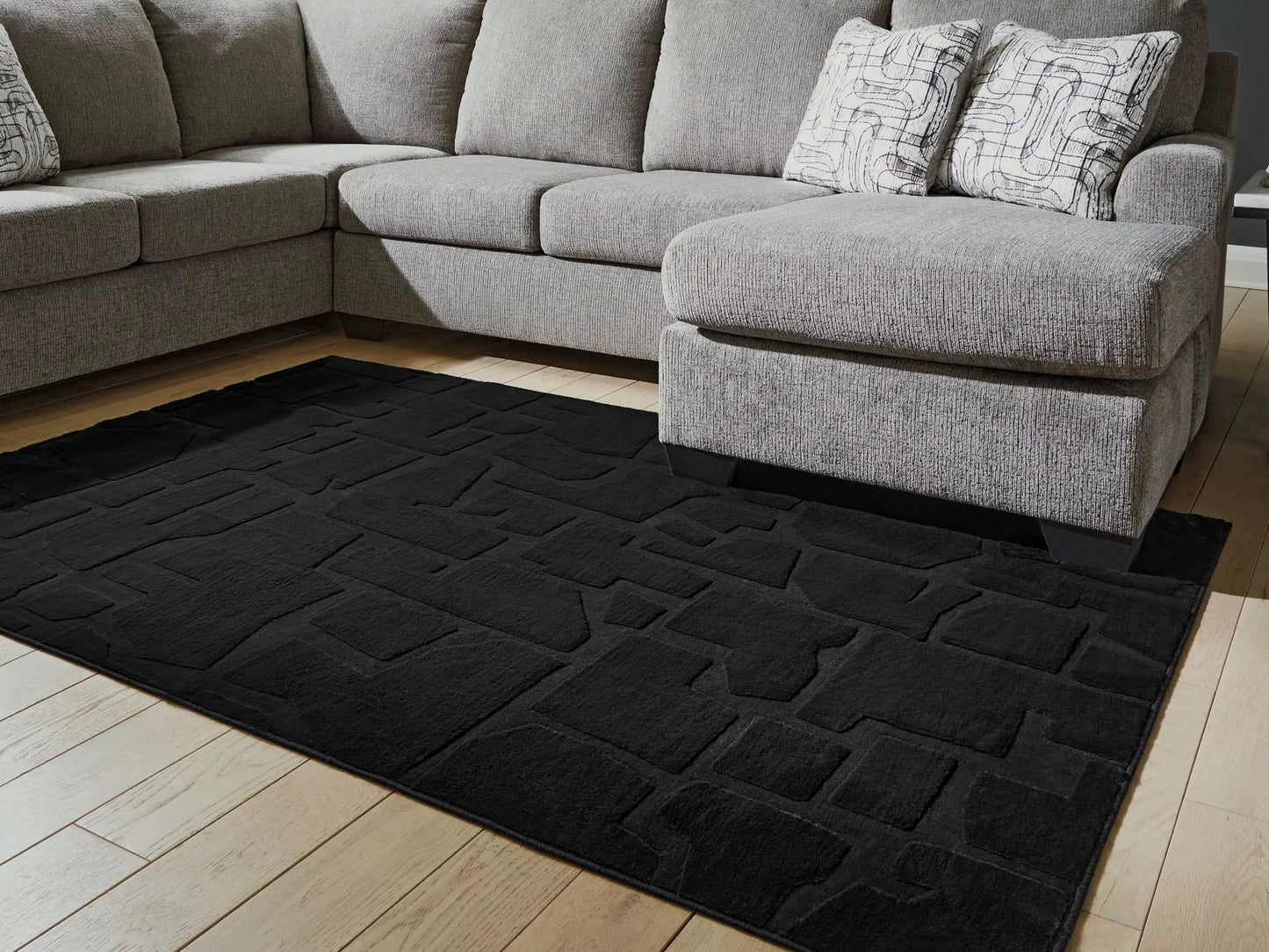 Gibbswell Washable Faux Fur Rug Black 8x10