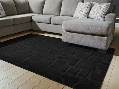 Gibbswell Washable Faux Fur Rug Black 8x10