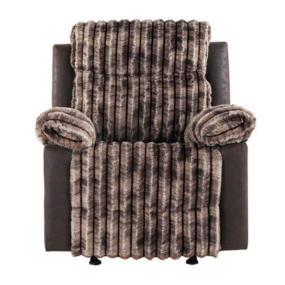 Bruni - Glider Recliner With Manual Recline brown leather and faux fur on Tampa Home & Garden Store